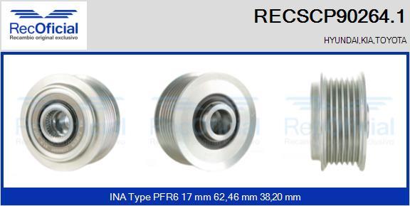 RECOFICIAL RECSCP90264.1 - Piedziņas skriemelis, Ģenerators adetalas.lv