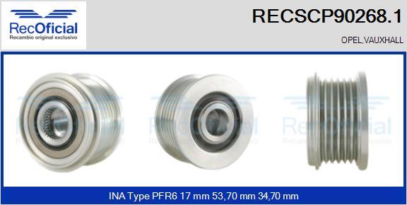 RECOFICIAL RECSCP90268.1 - Piedziņas skriemelis, Ģenerators adetalas.lv