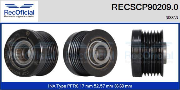 RECOFICIAL RECSCP90209.0 - Piedziņas skriemelis, Ģenerators adetalas.lv