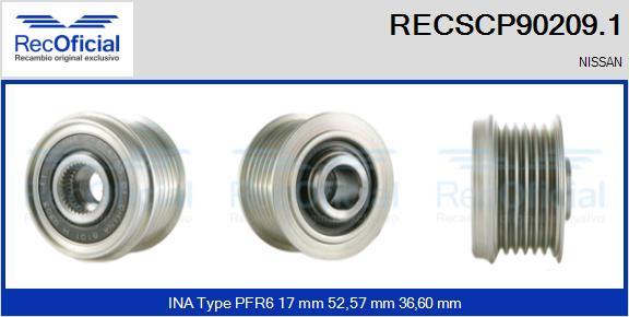 RECOFICIAL RECSCP90209.1 - Piedziņas skriemelis, Ģenerators adetalas.lv