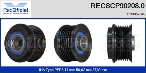 RECOFICIAL RECSCP90208.0 - Piedziņas skriemelis, Ģenerators adetalas.lv