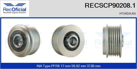 RECOFICIAL RECSCP90208.1 - Piedziņas skriemelis, Ģenerators adetalas.lv