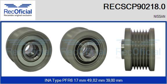 RECOFICIAL RECSCP90218.0 - Piedziņas skriemelis, Ģenerators adetalas.lv