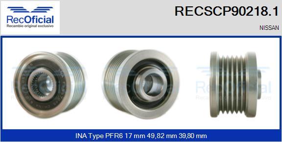 RECOFICIAL RECSCP90218.1 - Piedziņas skriemelis, Ģenerators adetalas.lv