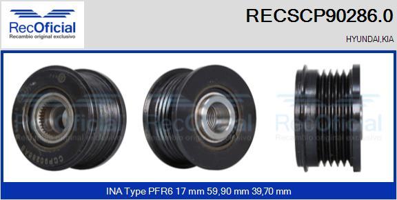 RECOFICIAL RECSCP90286.0 - Piedziņas skriemelis, Ģenerators adetalas.lv