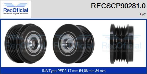 RECOFICIAL RECSCP90281.0 - Piedziņas skriemelis, Ģenerators adetalas.lv