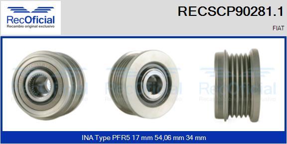 RECOFICIAL RECSCP90281.1 - Piedziņas skriemelis, Ģenerators adetalas.lv