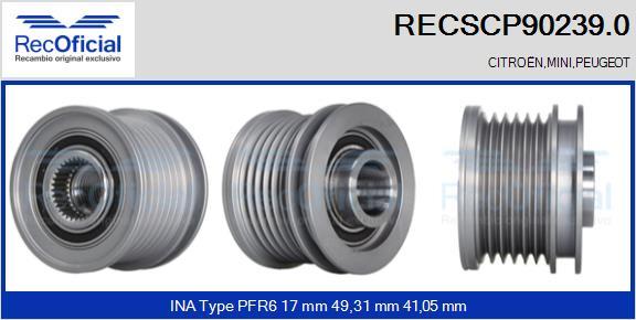 RECOFICIAL RECSCP90239.0 - Piedziņas skriemelis, Ģenerators adetalas.lv