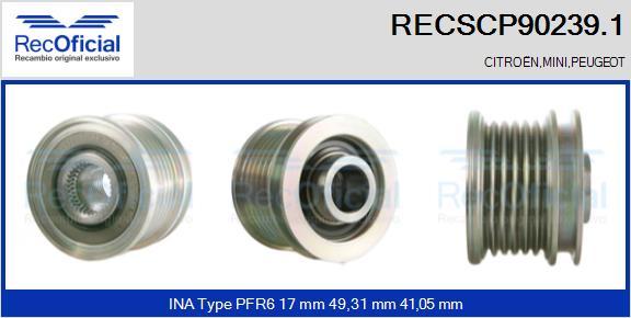 RECOFICIAL RECSCP90239.1 - Piedziņas skriemelis, Ģenerators adetalas.lv