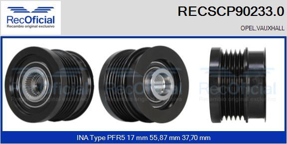 RECOFICIAL RECSCP90233.0 - Piedziņas skriemelis, Ģenerators adetalas.lv