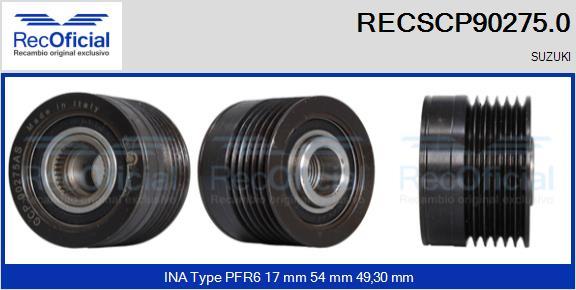 RECOFICIAL RECSCP90275.0 - Piedziņas skriemelis, Ģenerators adetalas.lv