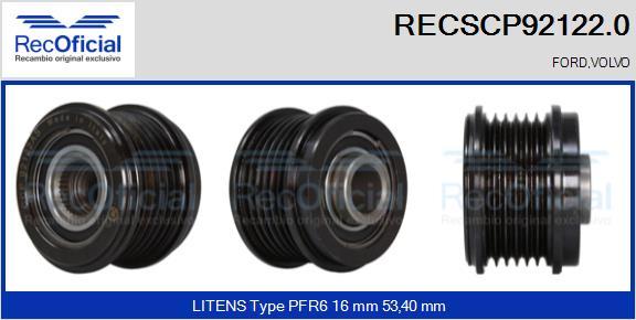 RECOFICIAL RECSCP92122.0 - Piedziņas skriemelis, Ģenerators adetalas.lv