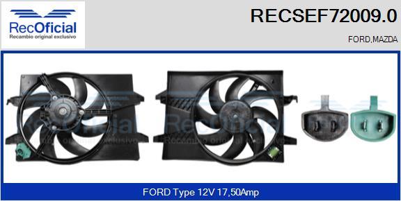 RECOFICIAL RECSEF72009.0 - Elektromotors, Dzes. sist. radiatora ventilators adetalas.lv