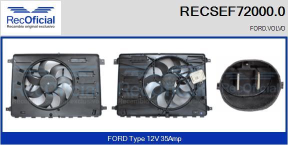 RECOFICIAL RECSEF72000.0 - Elektromotors, Dzes. sist. radiatora ventilators adetalas.lv