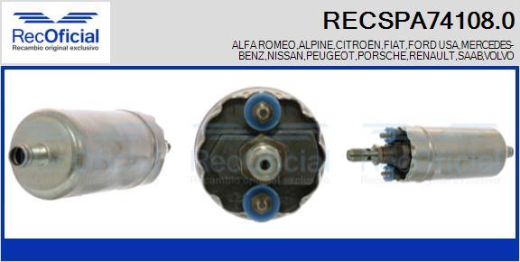 RECOFICIAL RECSPA74108.0 - Degvielas sūknis adetalas.lv