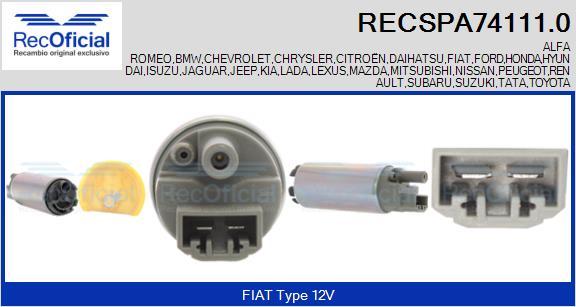 RECOFICIAL RECSPA74111.0 - Degvielas sūknis adetalas.lv