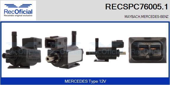 RECOFICIAL RECSPC76005.1 - Spiediena pārveidotājs, Izpl. gāzu vadība adetalas.lv