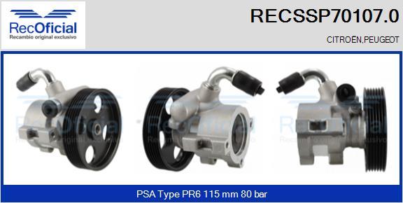 RECOFICIAL RECSSP70107.0 - Hidrosūknis, Stūres iekārta adetalas.lv