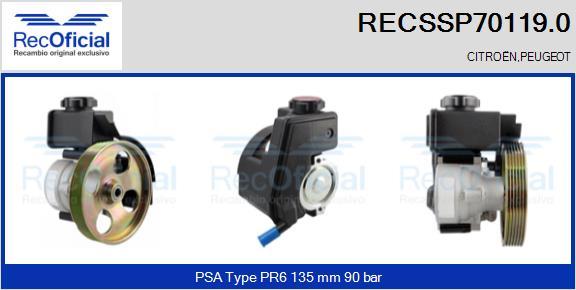 RECOFICIAL RECSSP70119.0 - Hidrosūknis, Stūres iekārta adetalas.lv