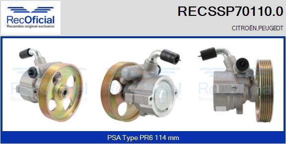 RECOFICIAL RECSSP70110.0 - Hidrosūknis, Stūres iekārta adetalas.lv