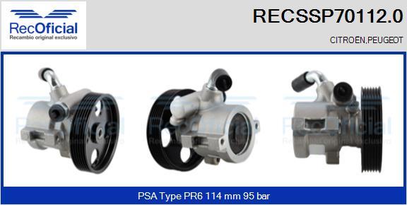 RECOFICIAL RECSSP70112.0 - Hidrosūknis, Stūres iekārta adetalas.lv