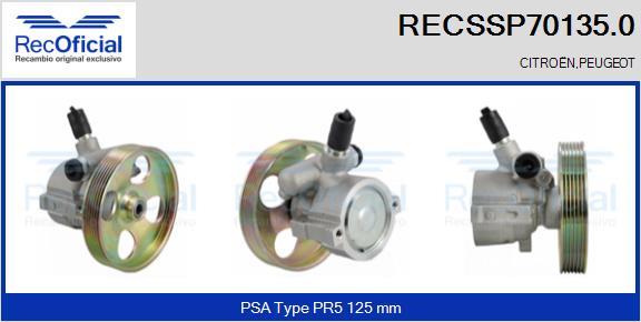 RECOFICIAL RECSSP70135.0 - Hidrosūknis, Stūres iekārta adetalas.lv