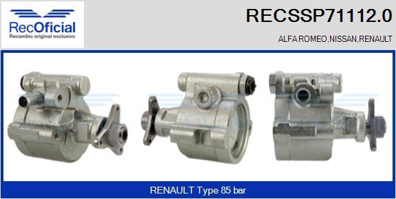 RECOFICIAL RECSSP71112.0 - Hidrosūknis, Stūres iekārta adetalas.lv