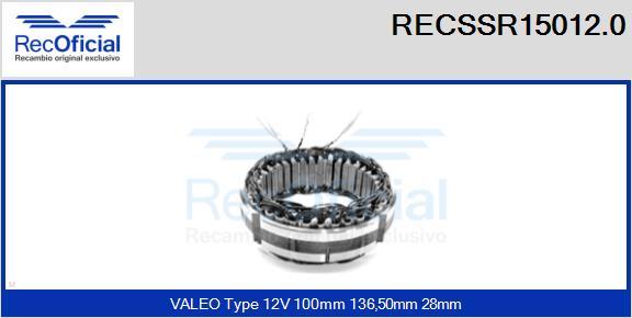 RECOFICIAL RECSSR15012.0 - Stators, Ģenerators adetalas.lv