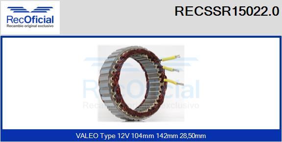 RECOFICIAL RECSSR15022.0 - Stators, Ģenerators adetalas.lv