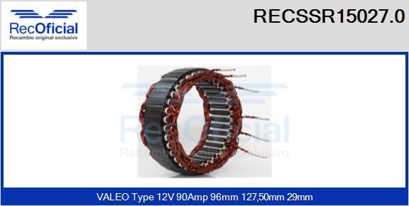 RECOFICIAL RECSSR15027.0 - Stators, Ģenerators adetalas.lv