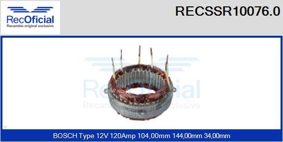 RECOFICIAL RECSSR10076.0 - Stators, Ģenerators adetalas.lv