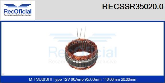 RECOFICIAL RECSSR35020.0 - Stators, Ģenerators adetalas.lv