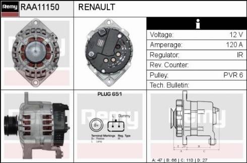 Remy RAA11150 - Ģenerators adetalas.lv