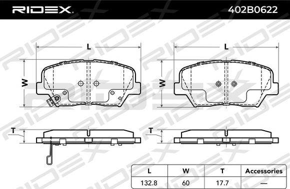 RIDEX 402B0622 - Bremžu uzliku kompl., Disku bremzes adetalas.lv