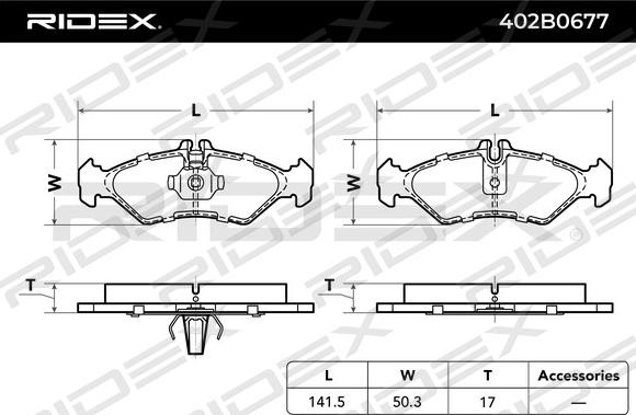 RIDEX 402B0677 - Bremžu uzliku kompl., Disku bremzes adetalas.lv