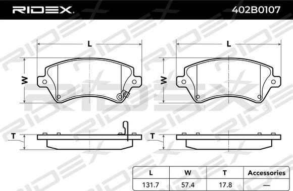 RIDEX 402B0107 - Bremžu uzliku kompl., Disku bremzes adetalas.lv