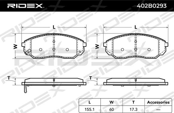 RIDEX 402B0293 - Bremžu uzliku kompl., Disku bremzes adetalas.lv