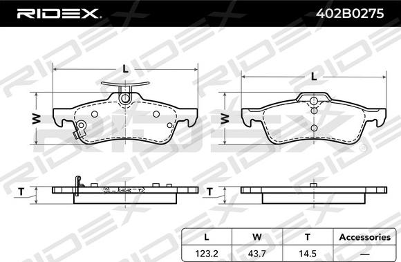 RIDEX 402B0275 - Bremžu uzliku kompl., Disku bremzes adetalas.lv