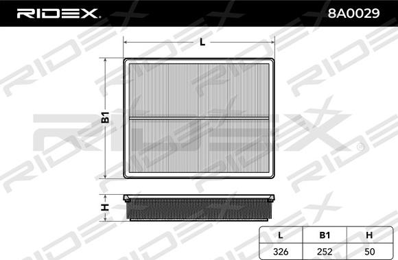 RIDEX 8A0029 - Gaisa filtrs adetalas.lv