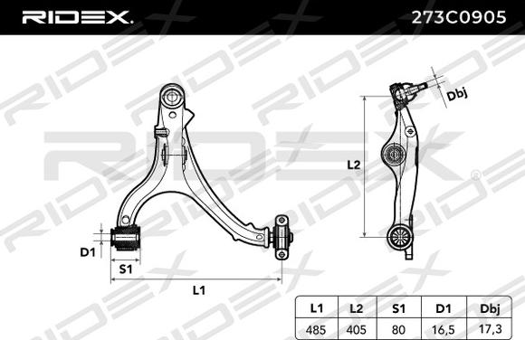 RIDEX 273C0905 - Neatkarīgās balstiekārtas svira, Riteņa piekare adetalas.lv