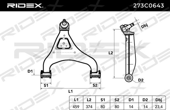 RIDEX 273C0643 - Neatkarīgās balstiekārtas svira, Riteņa piekare adetalas.lv