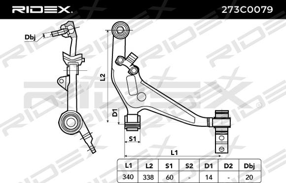 RIDEX 273C0079 - Neatkarīgās balstiekārtas svira, Riteņa piekare adetalas.lv