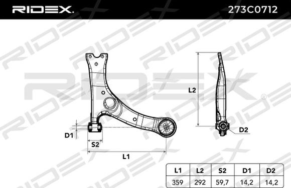 RIDEX 273C0712 - Neatkarīgās balstiekārtas svira, Riteņa piekare adetalas.lv