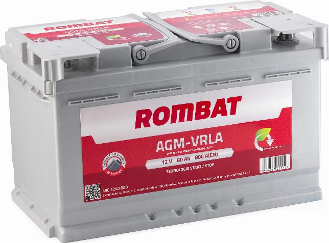 ROMBAT 580 1240 080 - Startera akumulatoru baterija adetalas.lv