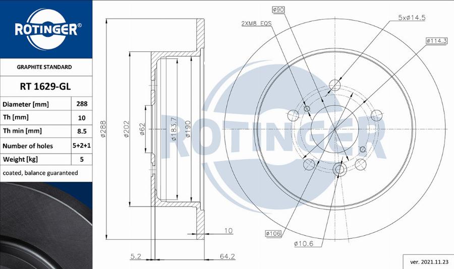 Rotinger RT 1629-GL - Bremžu diski adetalas.lv