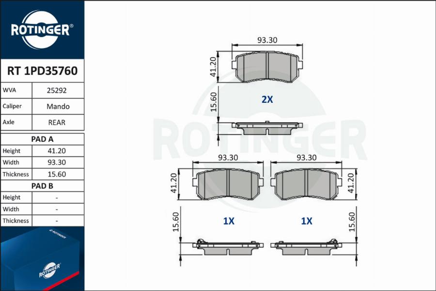 Rotinger RT 1PD35760 - Bremžu uzliku kompl., Disku bremzes adetalas.lv