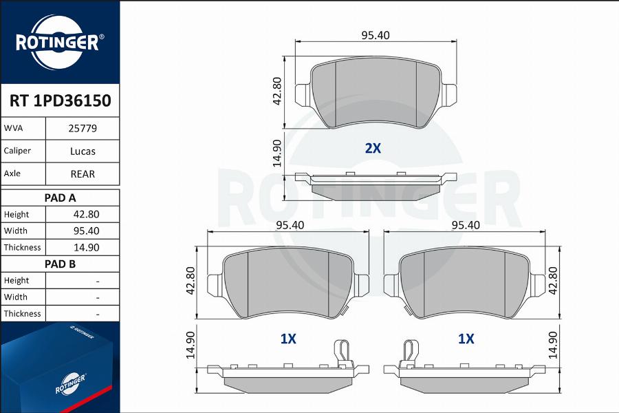 Rotinger RT 1PD36150 - Bremžu uzliku kompl., Disku bremzes adetalas.lv