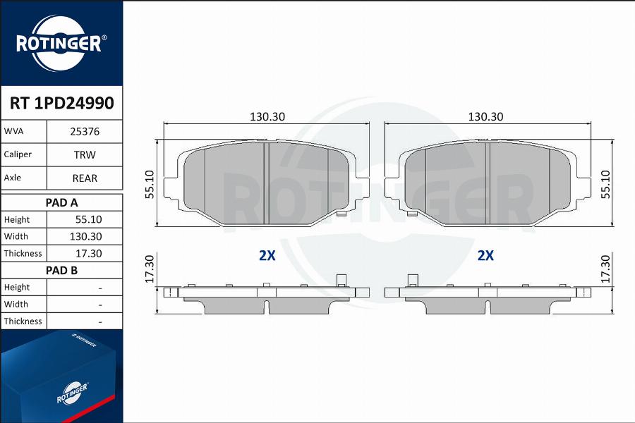 Rotinger RT 1PD24990 - Bremžu uzliku kompl., Disku bremzes adetalas.lv