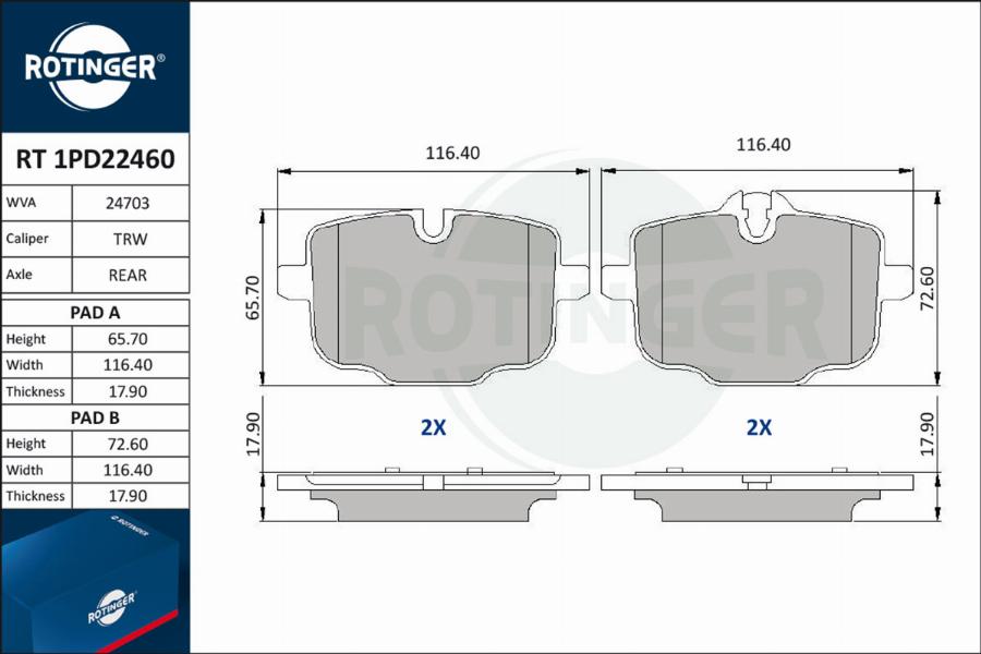 Rotinger RT 1PD22460 - Bremžu uzliku kompl., Disku bremzes adetalas.lv