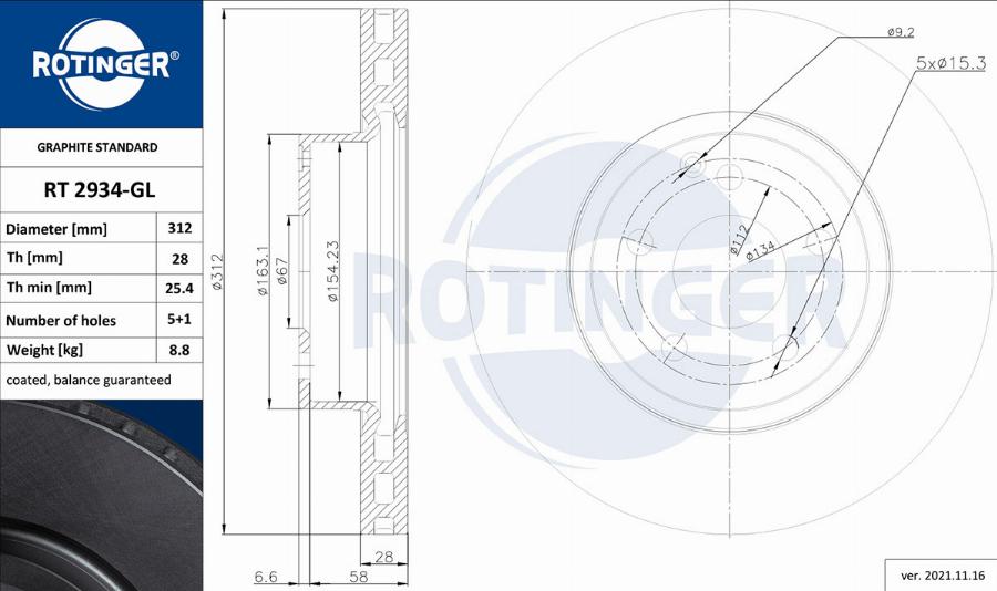 Rotinger RT 2934-GL - Bremžu diski adetalas.lv